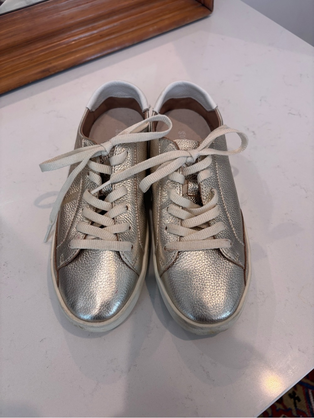 Soludos Metallic Leather Sneakers - Gold Lace-Up Sneakers women’s 9